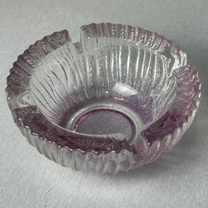 Vintage Blenko Iridescent Glass Ashtray Ombré Purple Tinted Mid Century Modern